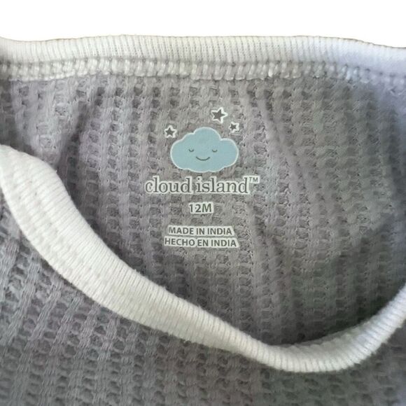 Cloud Island Baby Waffle Knit Top and Bottom Pajama Set 2 Pc Size 12 Months Gray - Picture 5 of 6